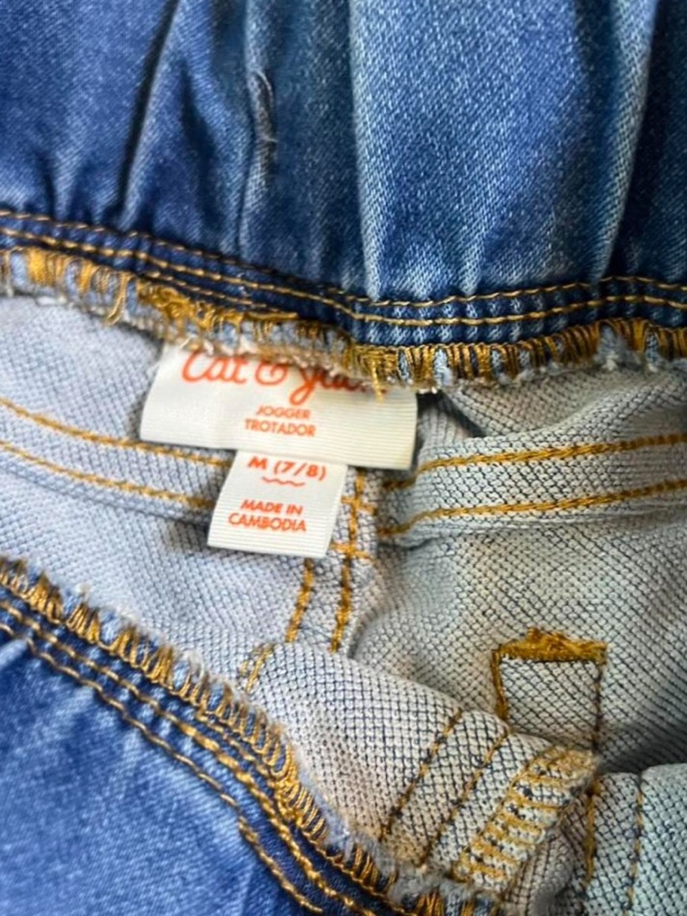 Cat & Jack Blue Denim Jogger Pants 7/8 little girl - Picture 2 of 3